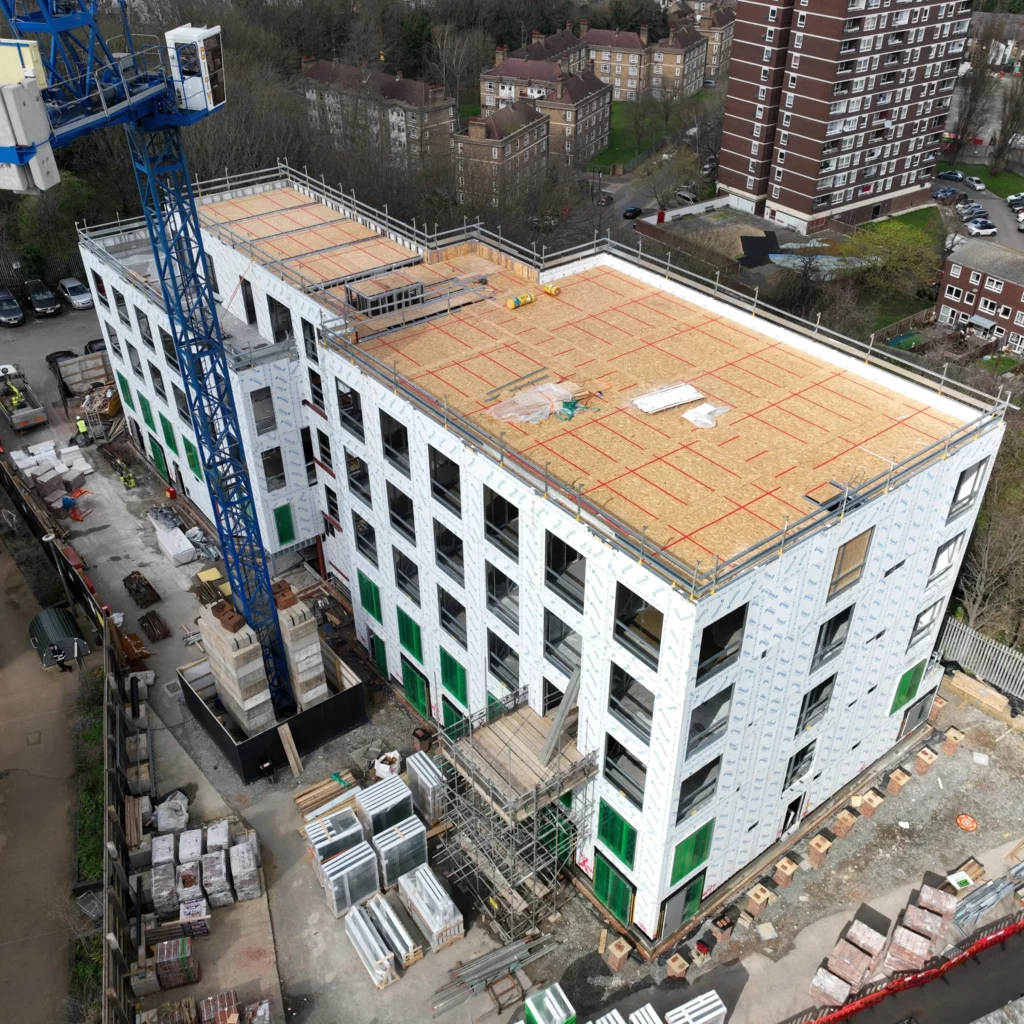 the heights apartment building during construction