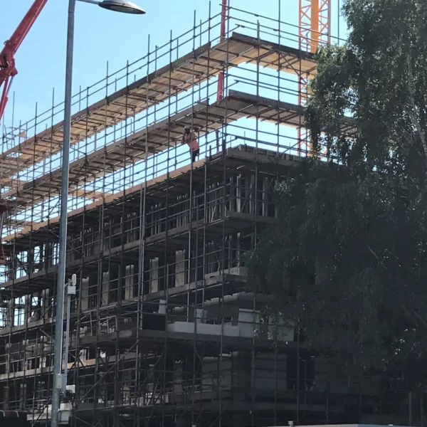 Intrastack-steel-frame-during-build-process-of-worcester-student-accomodation