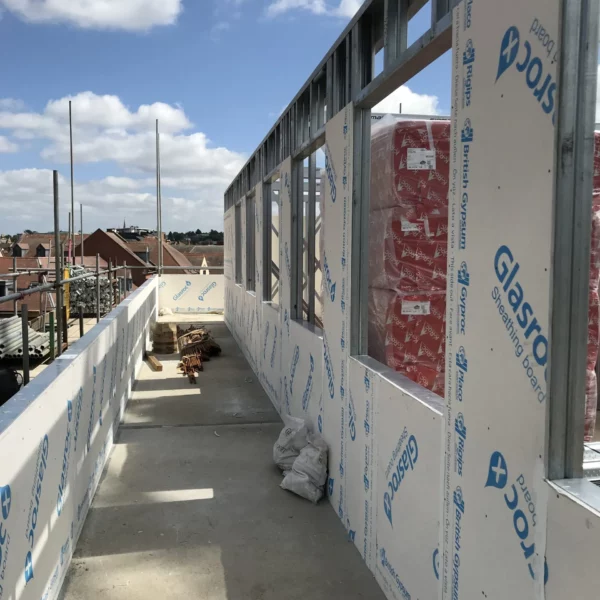 Intrastack-steel-frame-system-close-up-within-worcester-student-accomodation-project