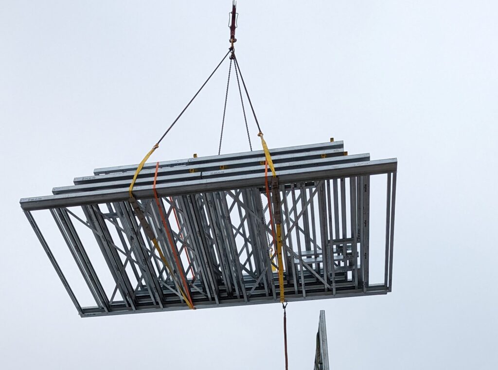 steel panels being delivered to site